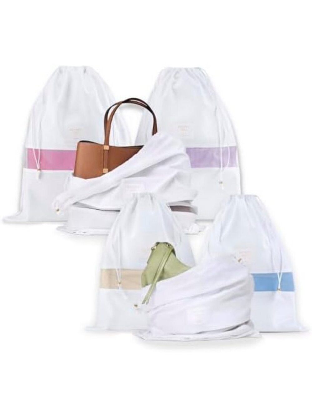 Luxury Organic Cotton Dust Bags for Handbags - 6 Pack Med-Large Storage Solution